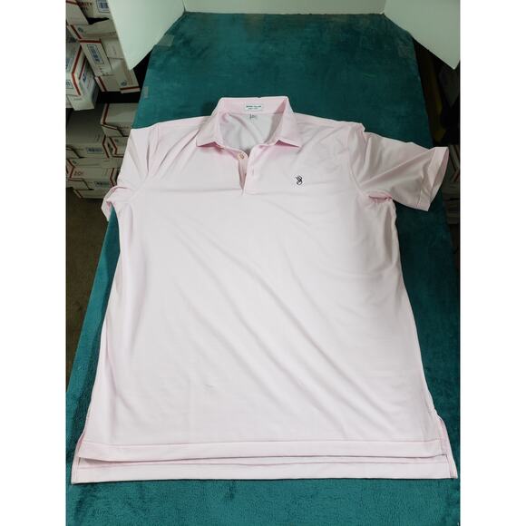 Peter Millar Shirt Size Extra Large Mens Pink Striped Summer Comfort Polo Preppy - Picture 1 of 8